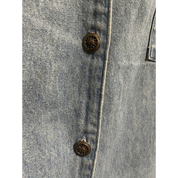 Vintage Alexa EM 80s Denim Button Down Short Sleeve Shirt Plaid Embellished XL - Picture 9 of 9